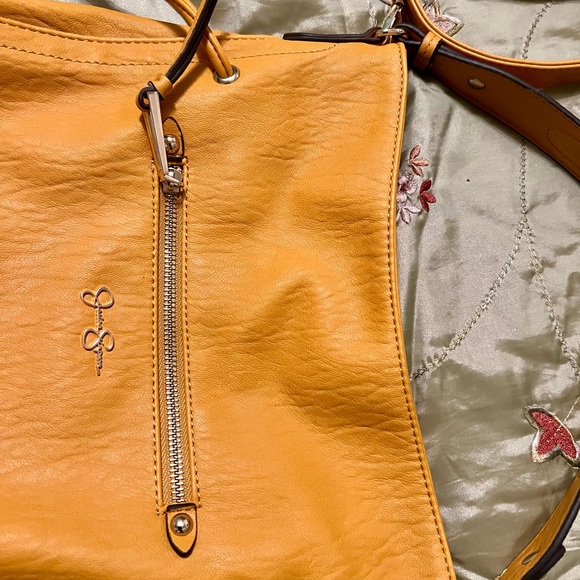 Vibrant Yellow Slouchy Shoulder Bag with Ruched Details by Jessica Simpson. - Picture 12 of 12